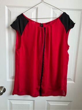 Red Blouse with Black Accents